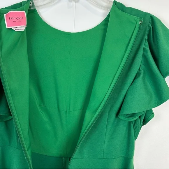 Kate Spade Green Flutter Sleeve Ponte Dress Sz 4 KB006 - Picture 8 of 10